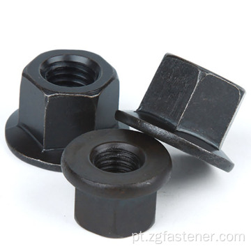 Nozes de hexagon de revestimento de óxido preto de grau 10 com flange